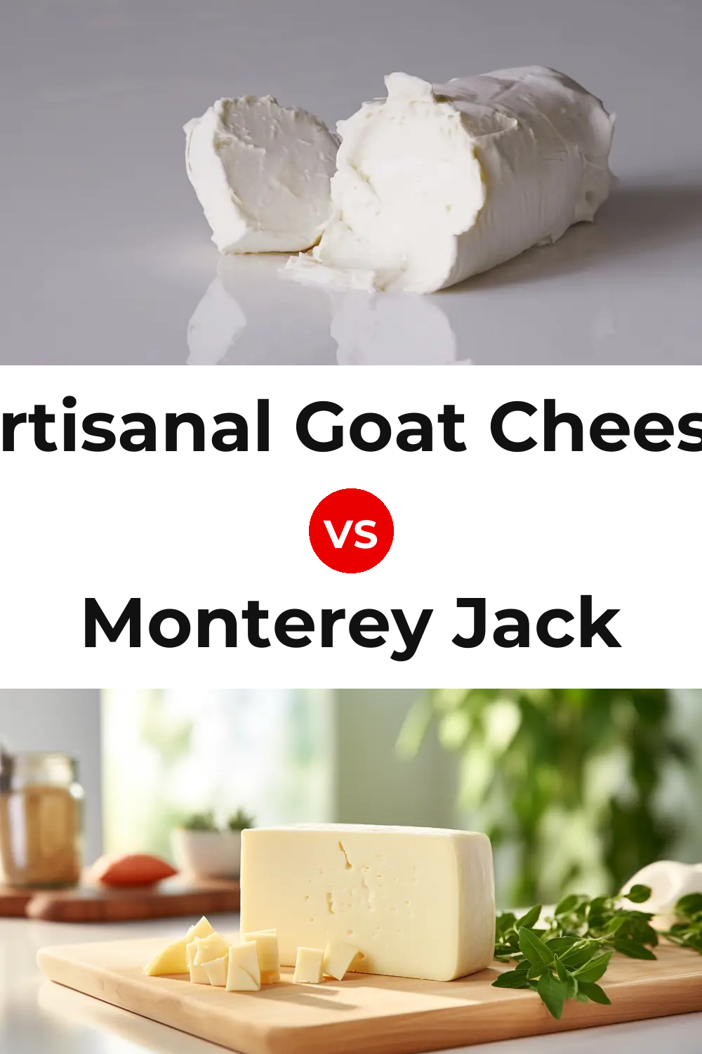 Artisanal Goat Cheese vs Monterey Jack Cheese Pinterest comparison