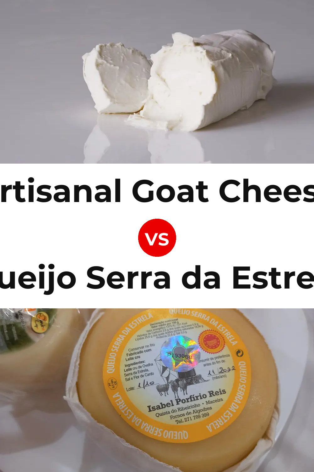 Artisanal Goat Cheese vs Queijo Serra da Estrela Pinterest comparison