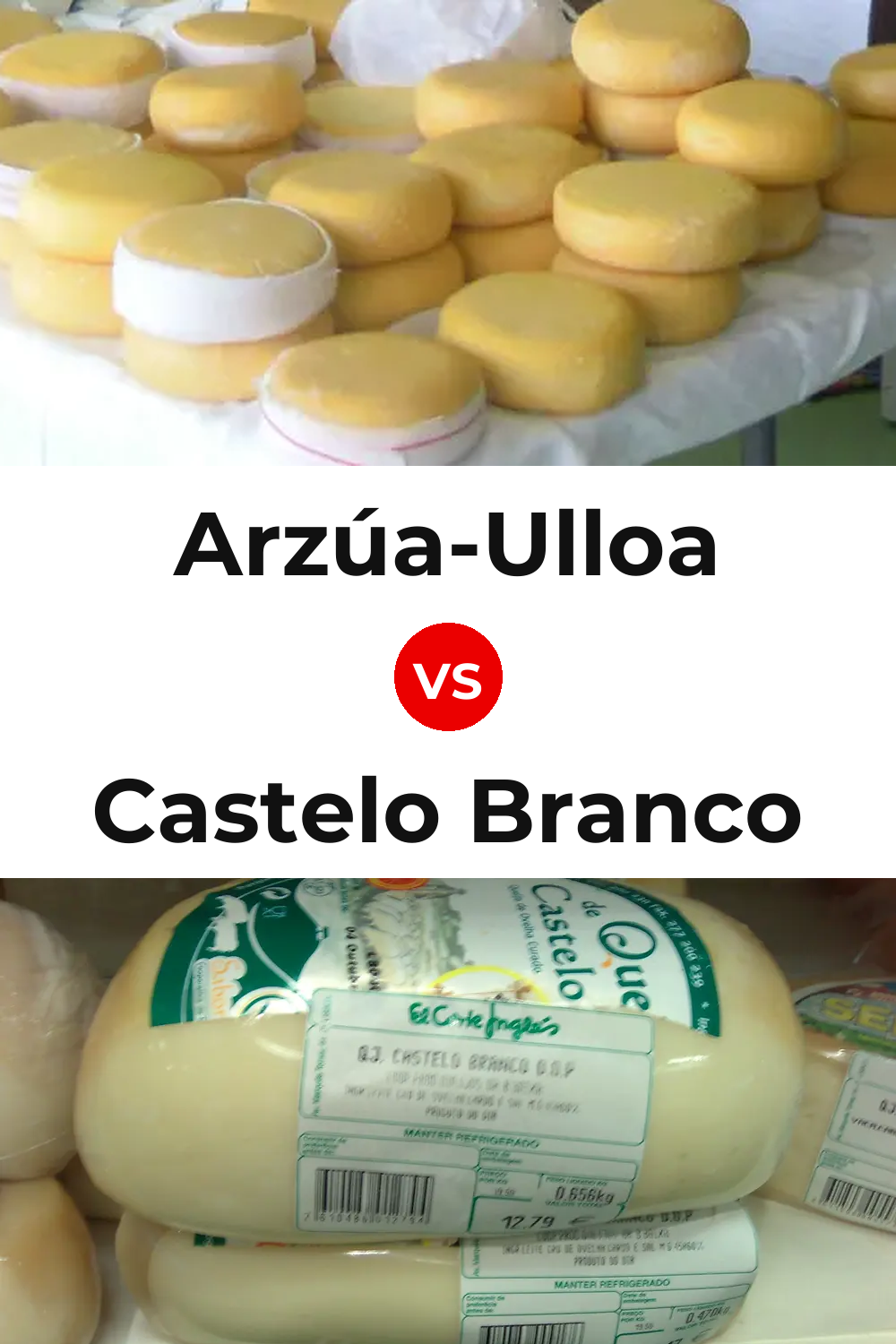 Arzúa-Ulloa Cheese vs Castelo Branco Cheese Pinterest comparison