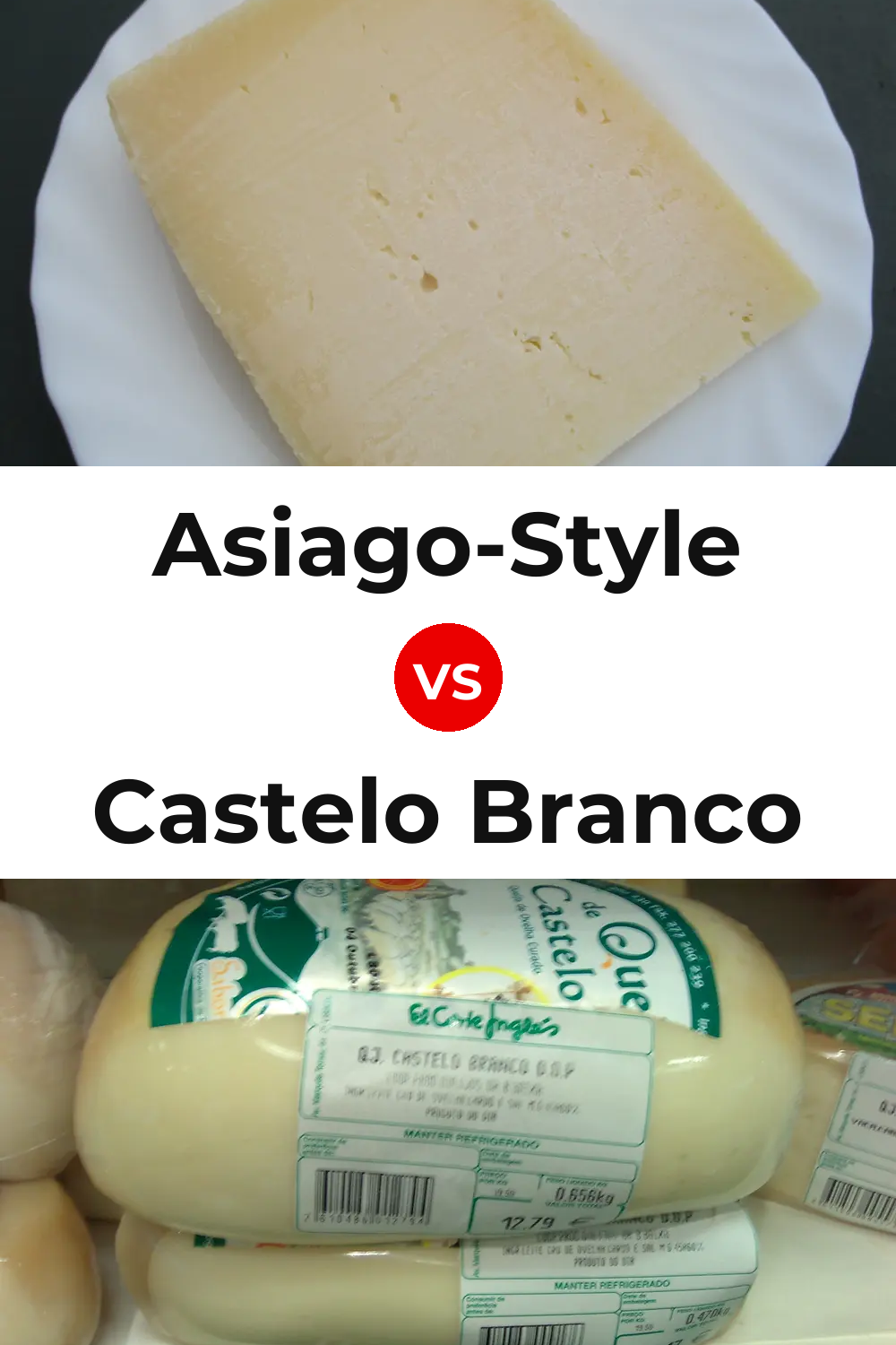 Asiago-Style Cheese vs Castelo Branco Cheese Pinterest comparison