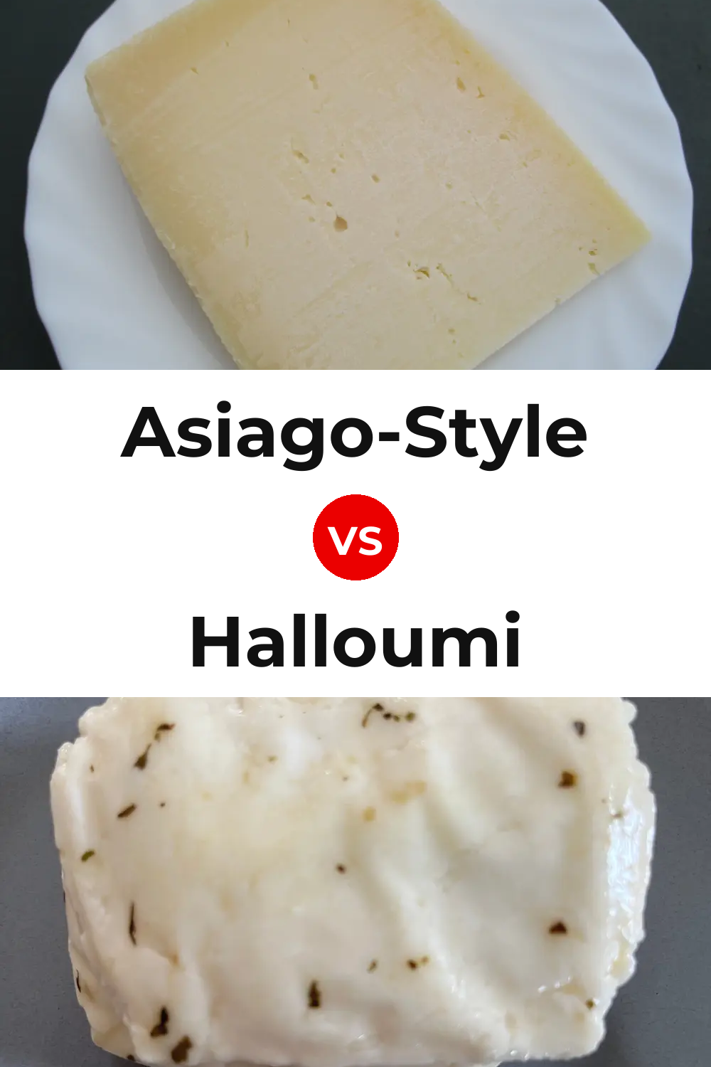 Asiago-Style Cheese vs Halloumi Cheese Pinterest comparison