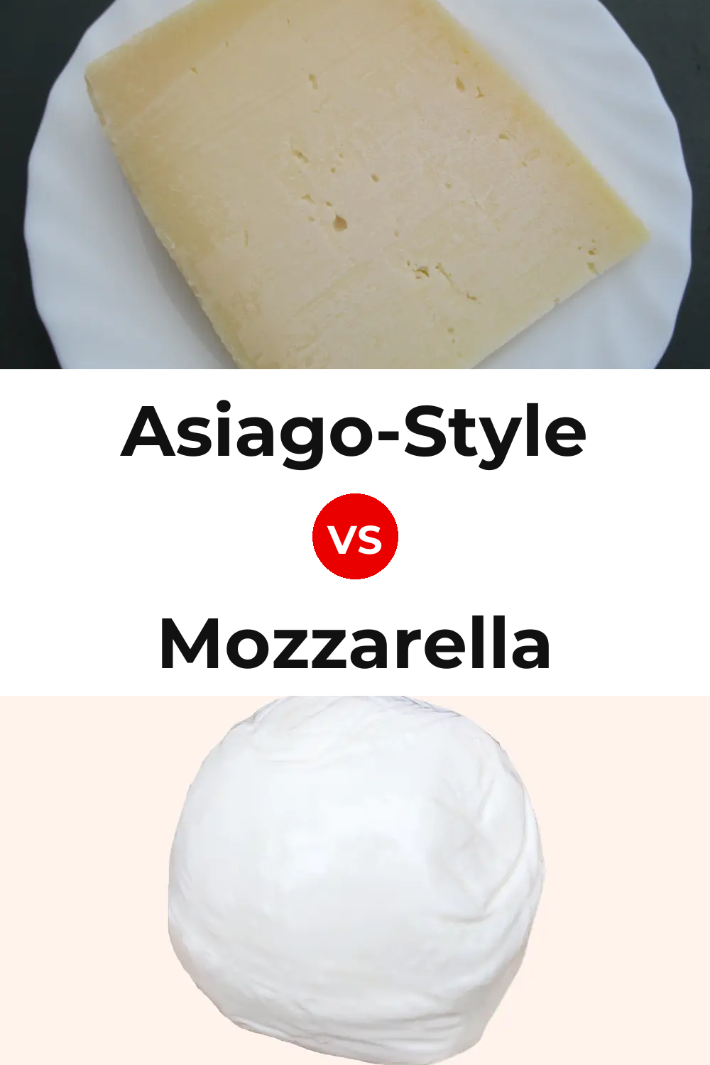 Asiago-Style Cheese vs Mozzarella Cheese Pinterest comparison