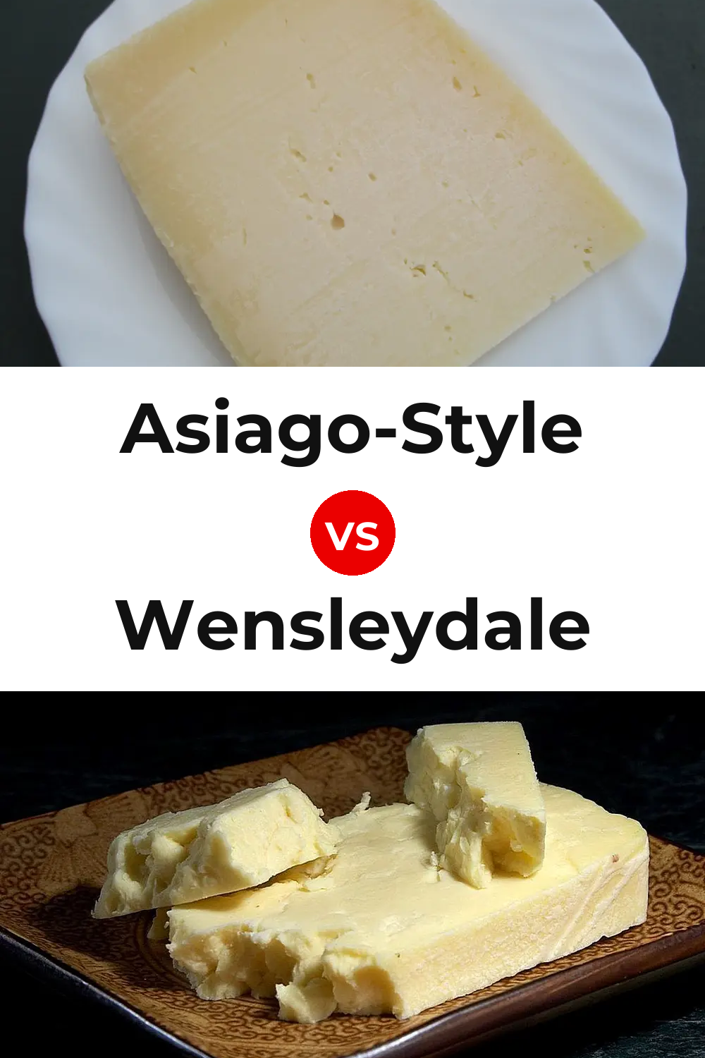 Asiago-Style Cheese vs Wensleydale Cheese Pinterest comparison