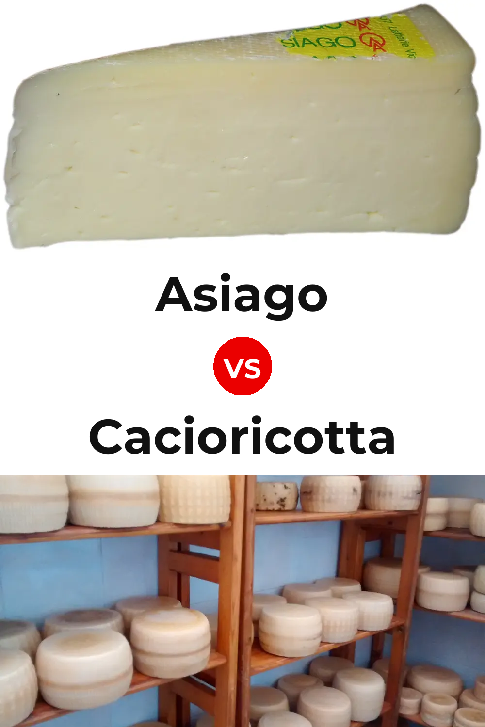 Asiago Cheese vs Cacioricotta Cheese Pinterest comparison
