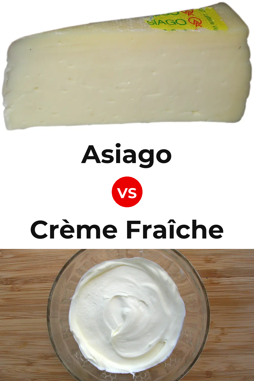 Asiago Cheese vs Crème Fraîche Cheese Pinterest comparison