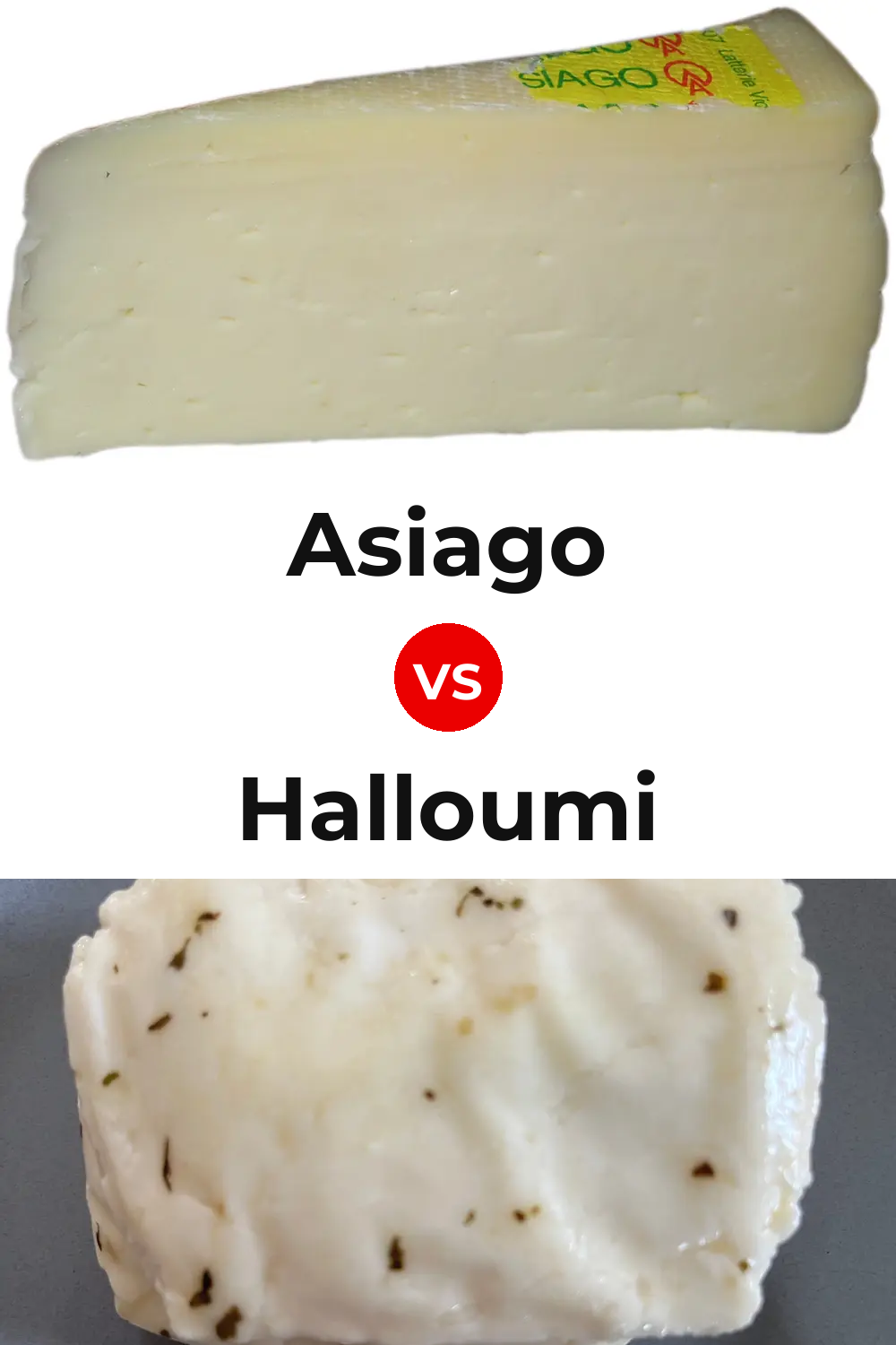 Asiago Cheese vs Halloumi Cheese Pinterest comparison