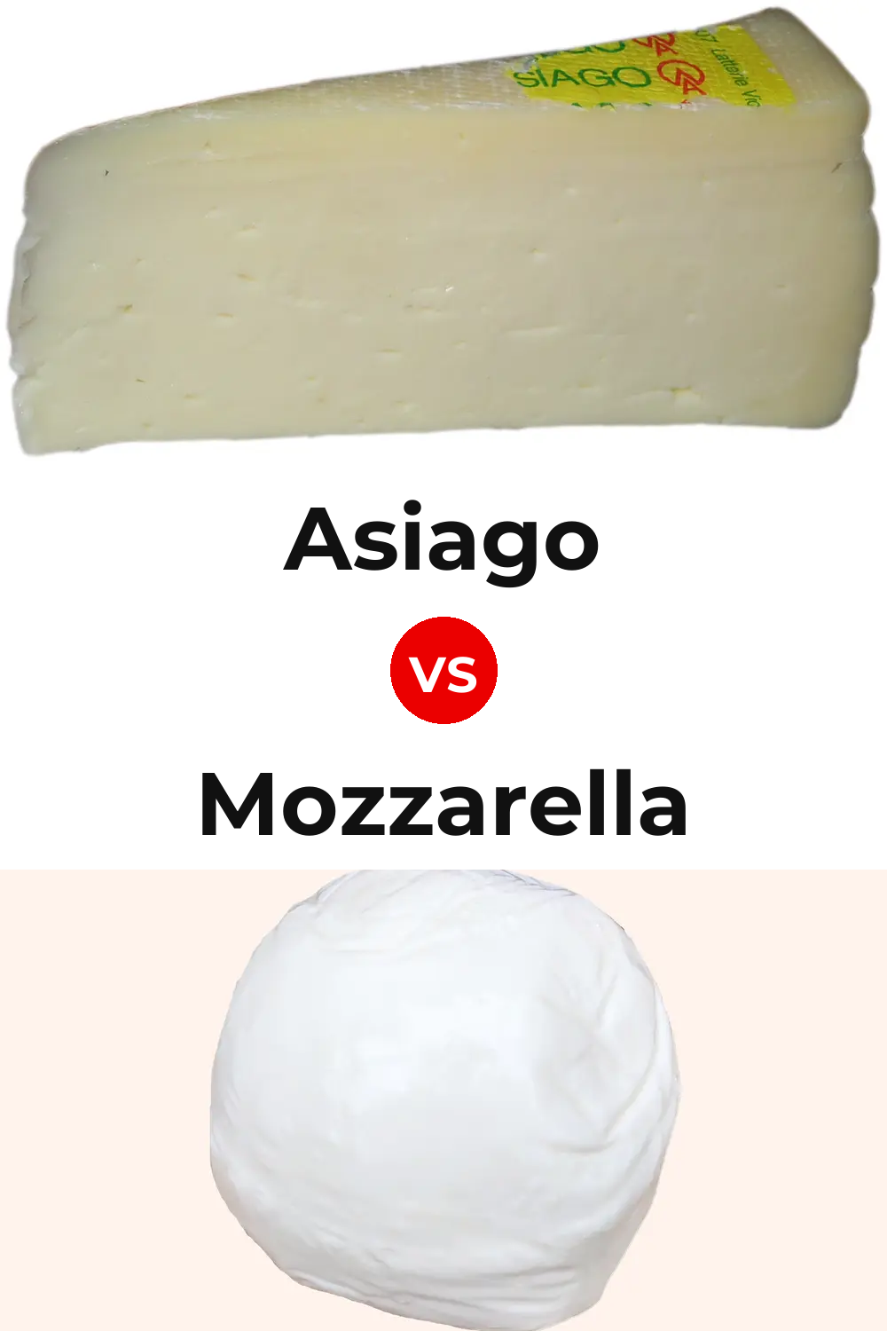 Asiago Cheese vs Mozzarella Cheese Pinterest comparison