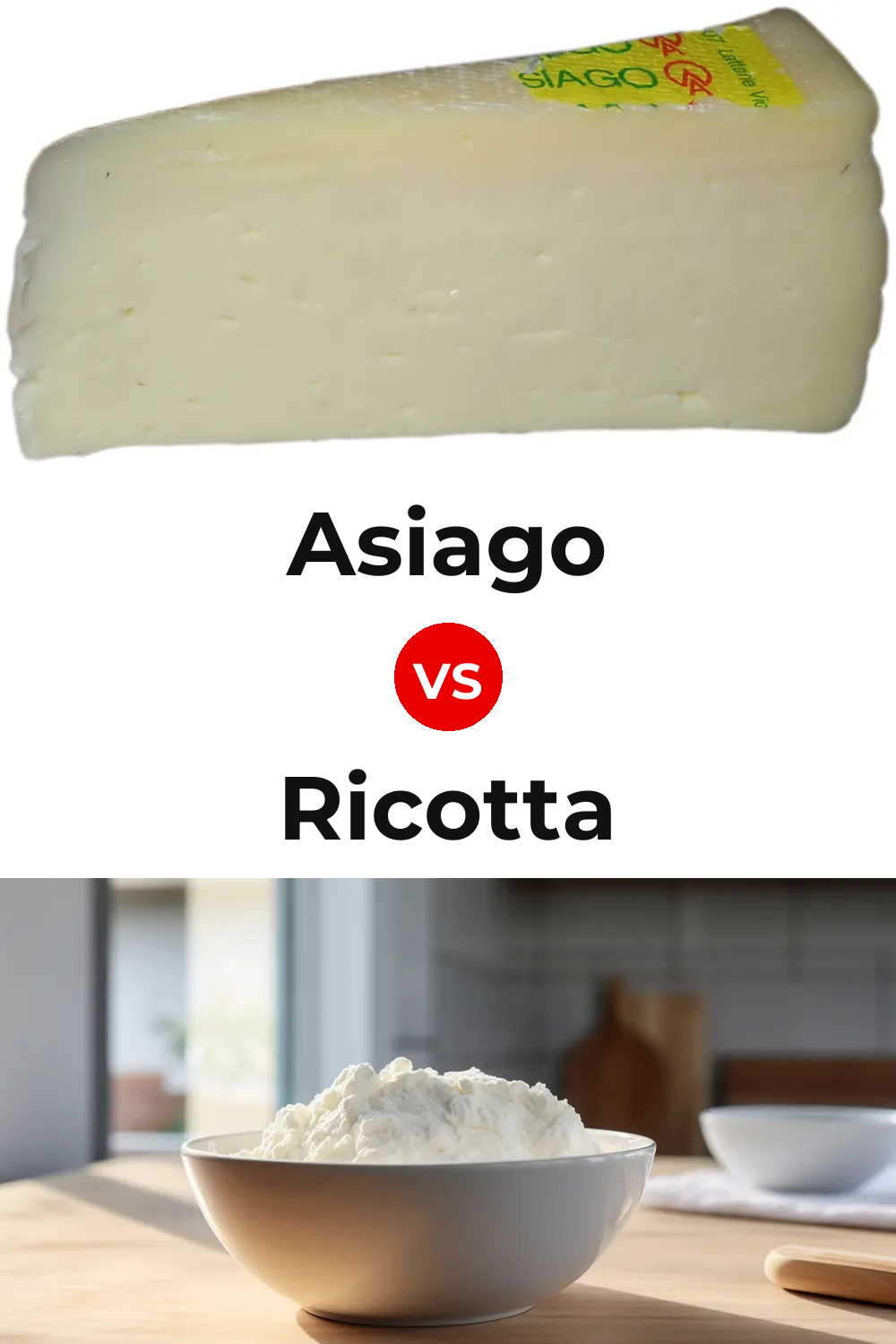 Asiago Cheese vs Ricotta Cheese Pinterest comparison