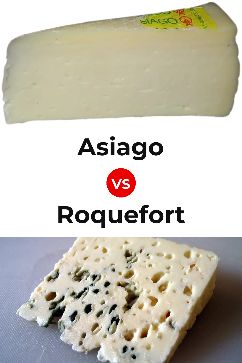 Asiago Cheese vs Roquefort Cheese Pinterest comparison