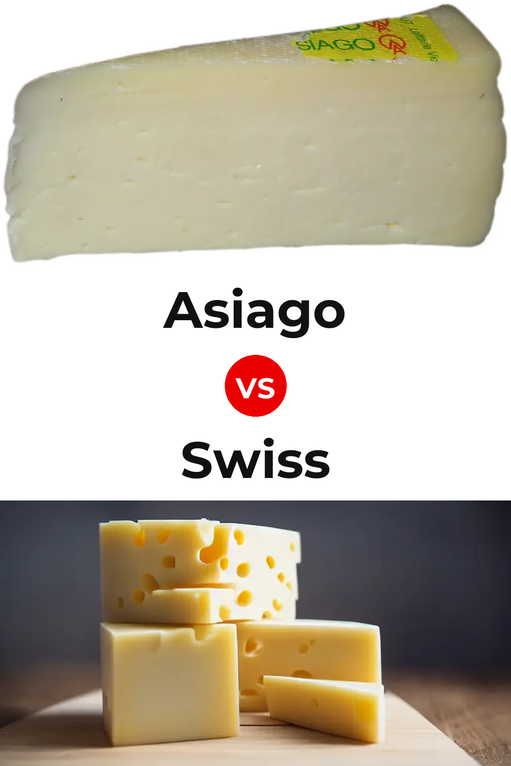 Asiago Cheese vs Swiss Cheese Pinterest comparison