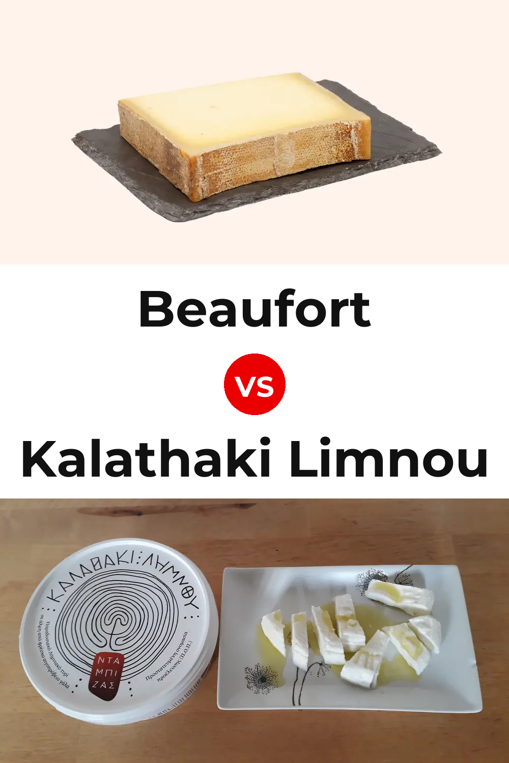 Beaufort Cheese vs Kalathaki Limnou Cheese Pinterest comparison