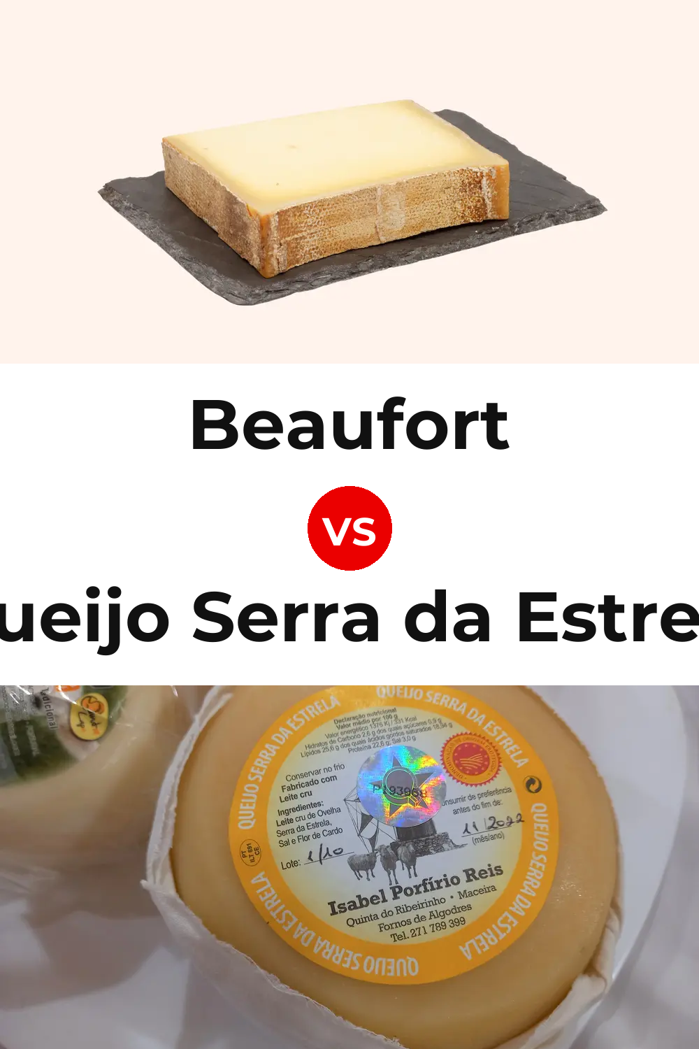 Beaufort Cheese vs Queijo Serra da Estrela Pinterest comparison