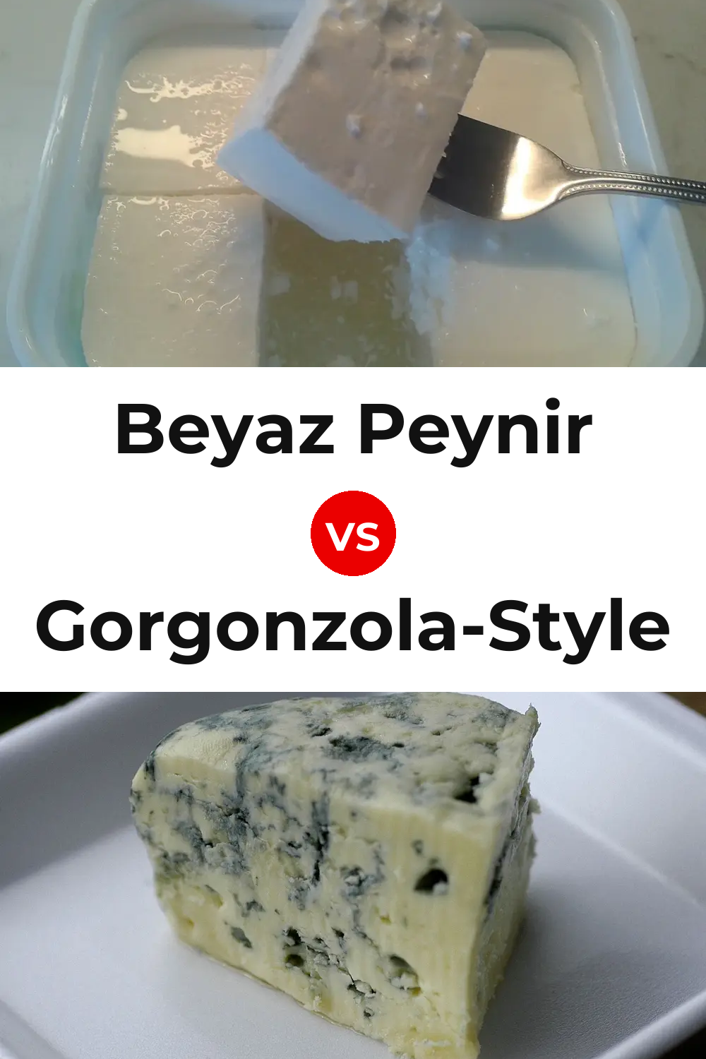 Beyaz Peynir Cheese vs Gorgonzola-Style Cheese Pinterest comparison