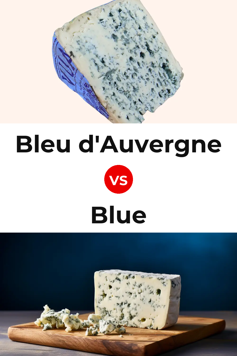 Bleu d'Auvergne Cheese vs Blue Cheese Pinterest comparison