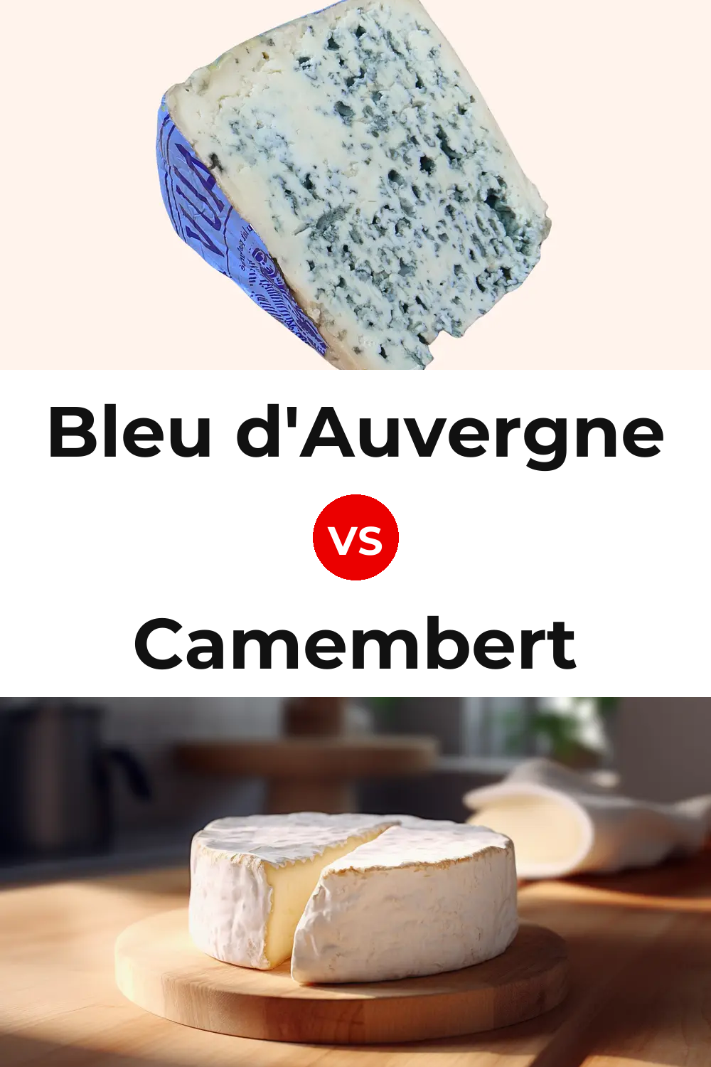 Bleu d'Auvergne Cheese vs Camembert Cheese Pinterest comparison