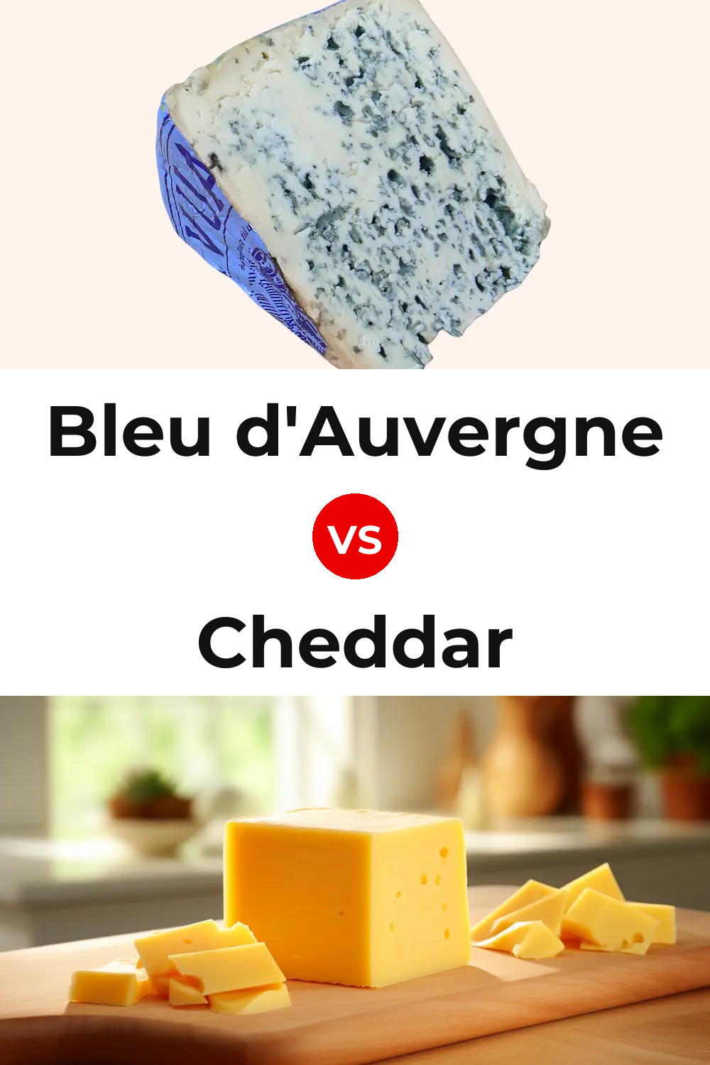 Bleu d'Auvergne Cheese vs Cheddar Cheese Pinterest comparison