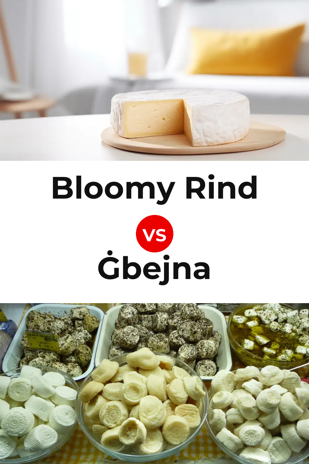 Bloomy Rind Cheese vs Ġbejna Cheese Pinterest comparison