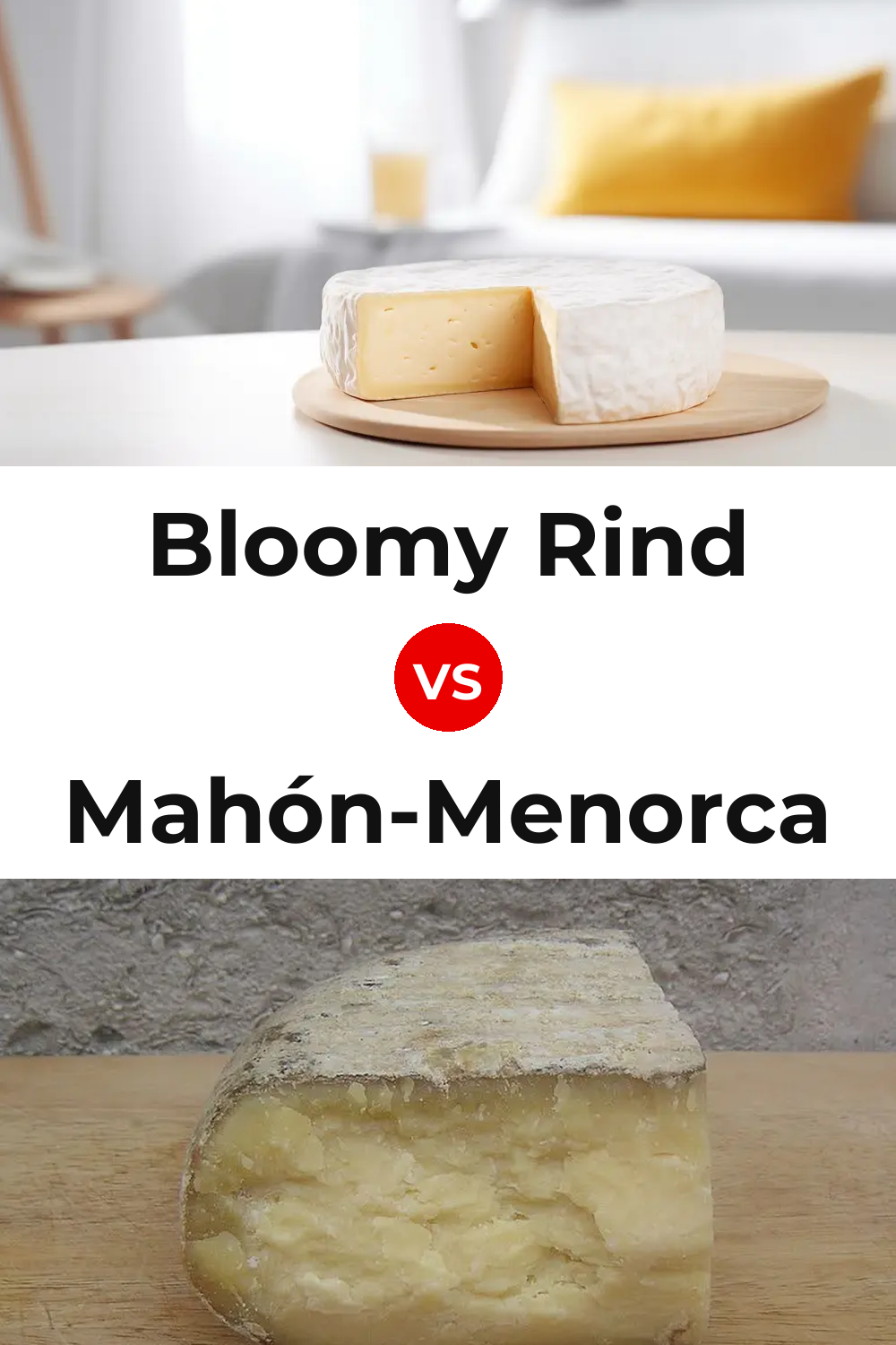 Bloomy Rind Cheese vs Mahón-Menorca Cheese Pinterest comparison