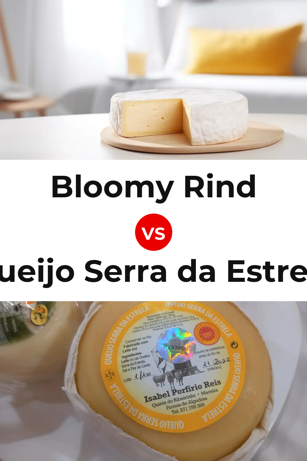 Bloomy Rind Cheese vs Queijo Serra da Estrela Pinterest comparison