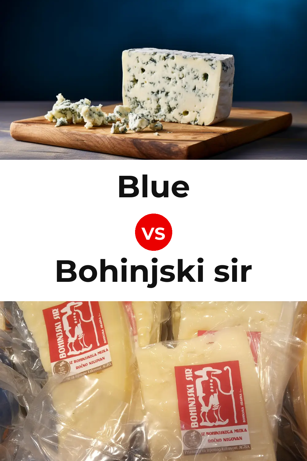 Blue Cheese vs Bohinjski sir Cheese Pinterest comparison