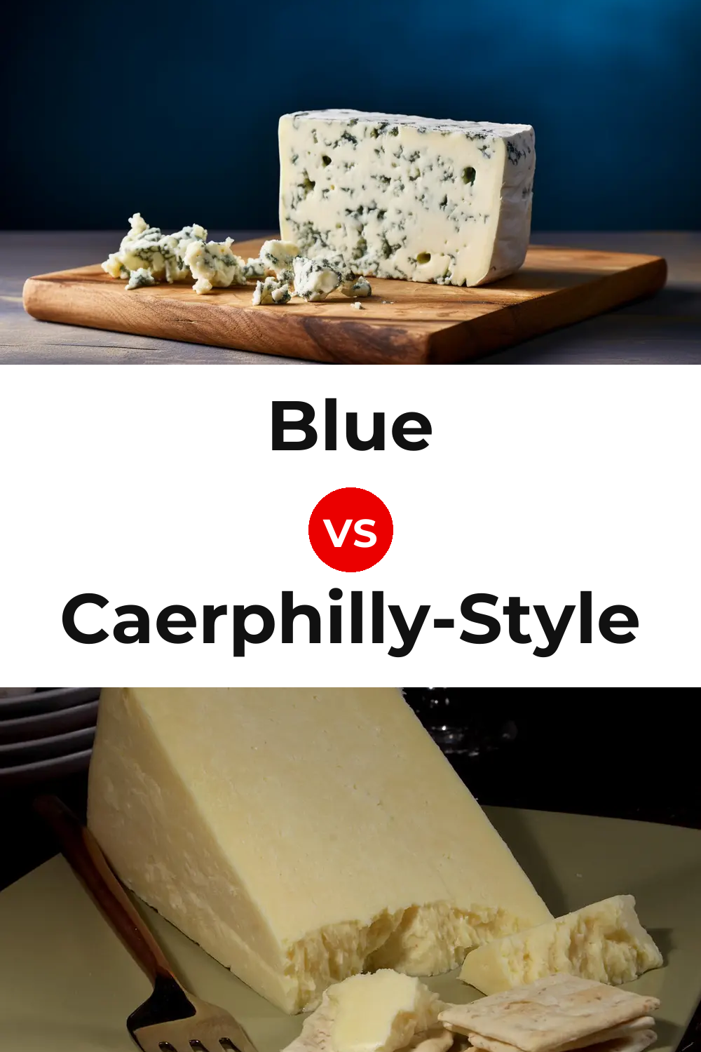 Blue Cheese vs Caerphilly-Style Cheese Pinterest comparison