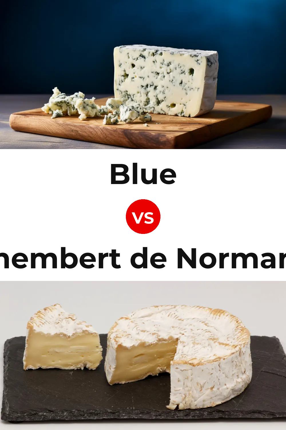 Blue Cheese vs Camembert de Normandie Cheese Pinterest comparison