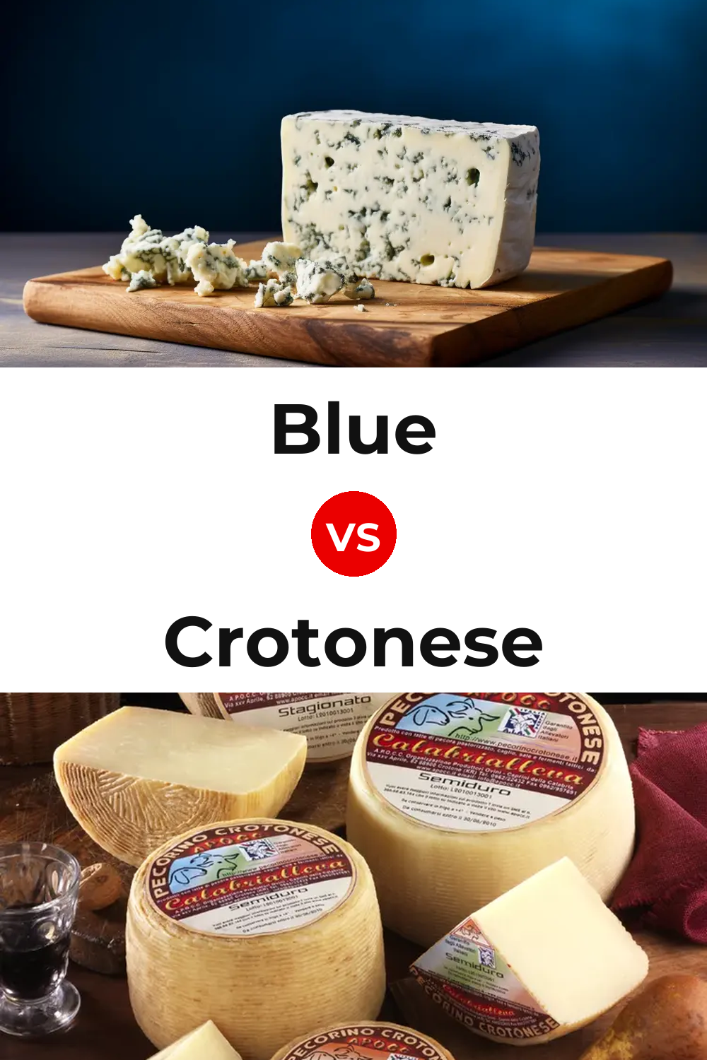 Blue Cheese vs Crotonese Cheese Pinterest comparison
