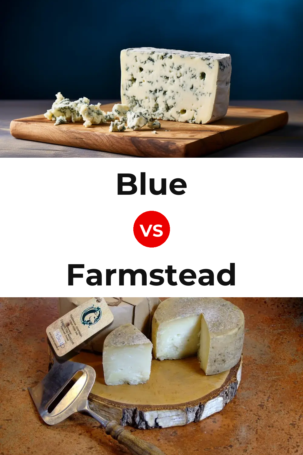 Blue Cheese vs Farmstead Cheese Pinterest comparison