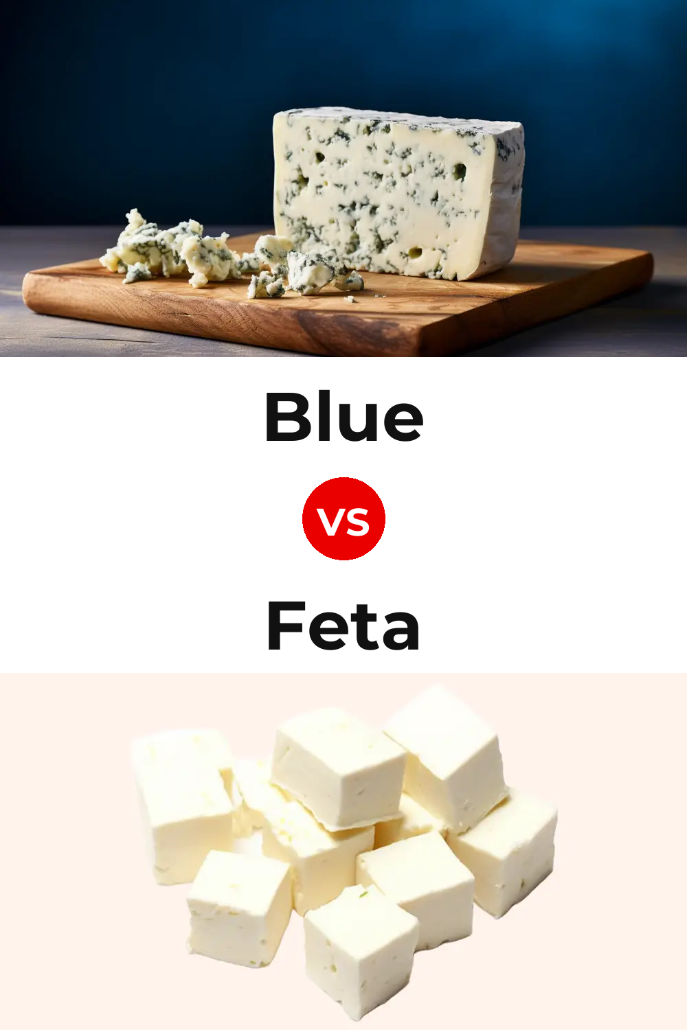 Blue Cheese vs Feta Cheese Pinterest comparison
