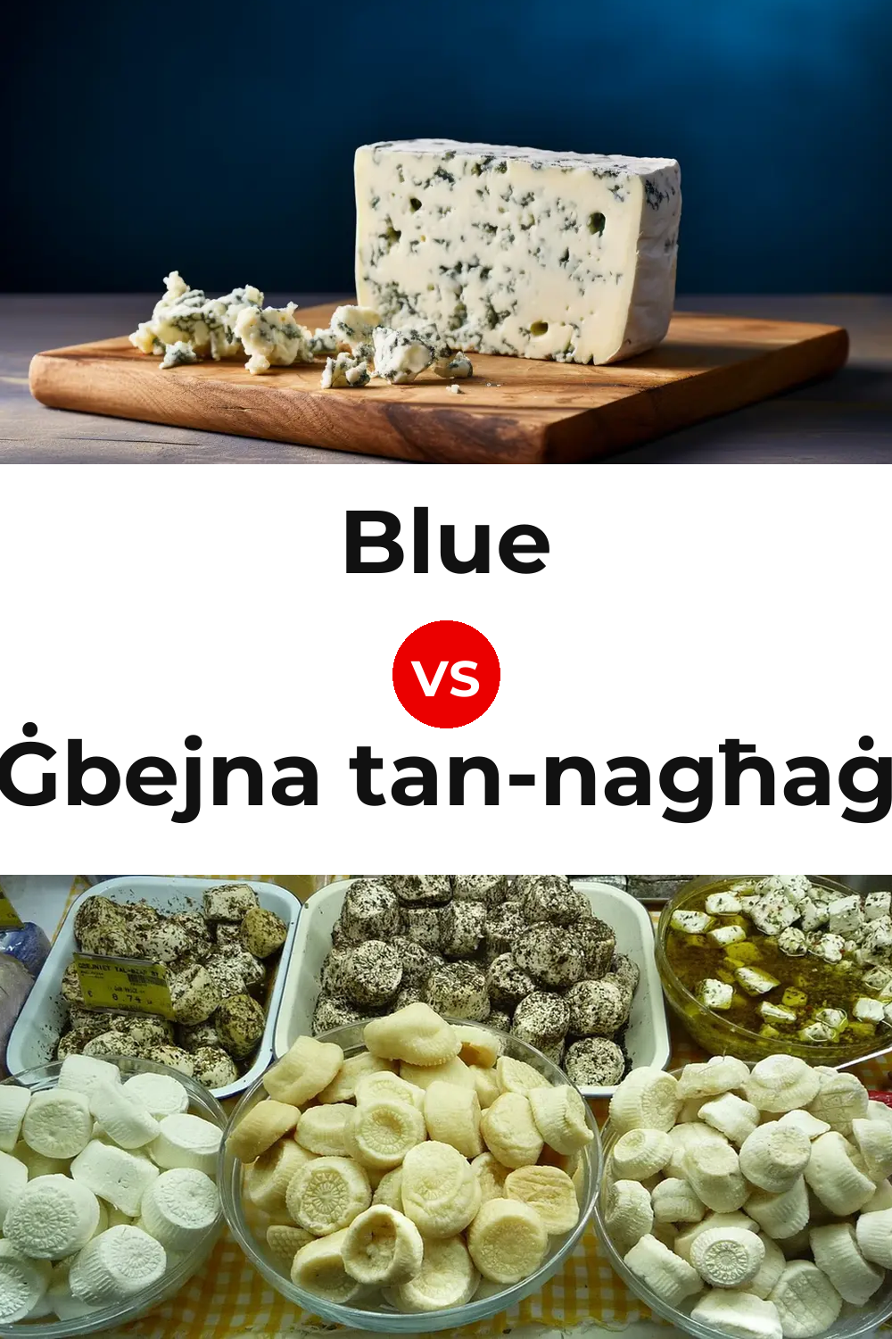 Blue Cheese vs Ġbejna tan-nagħaġ Cheese Pinterest comparison
