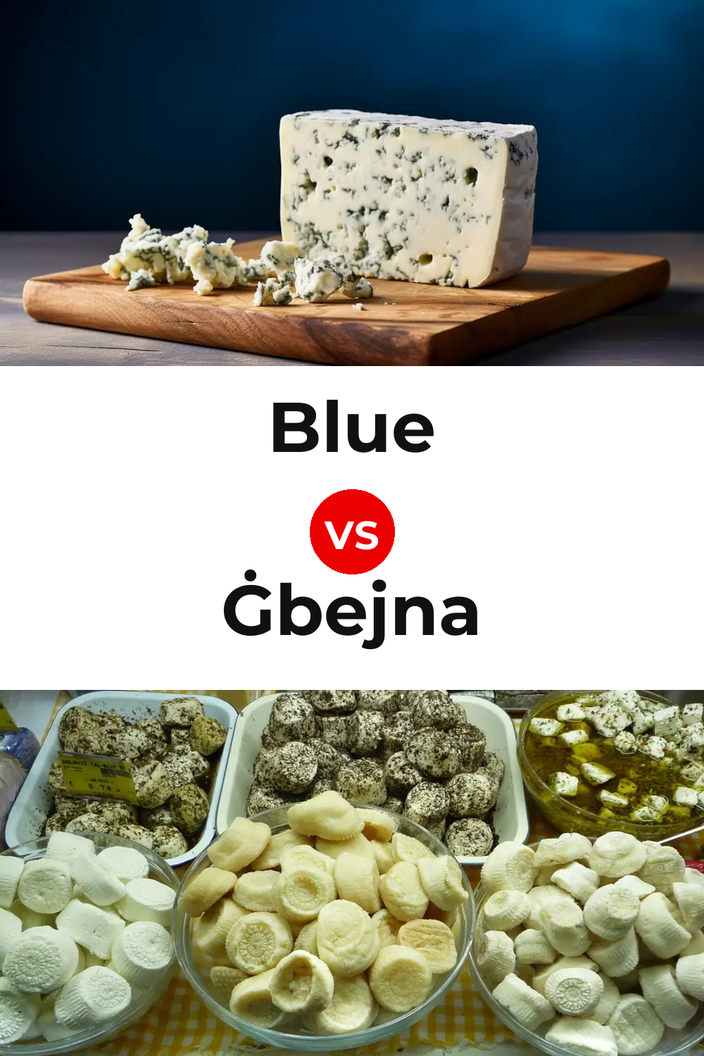 Blue Cheese vs Ġbejna Cheese Pinterest comparison