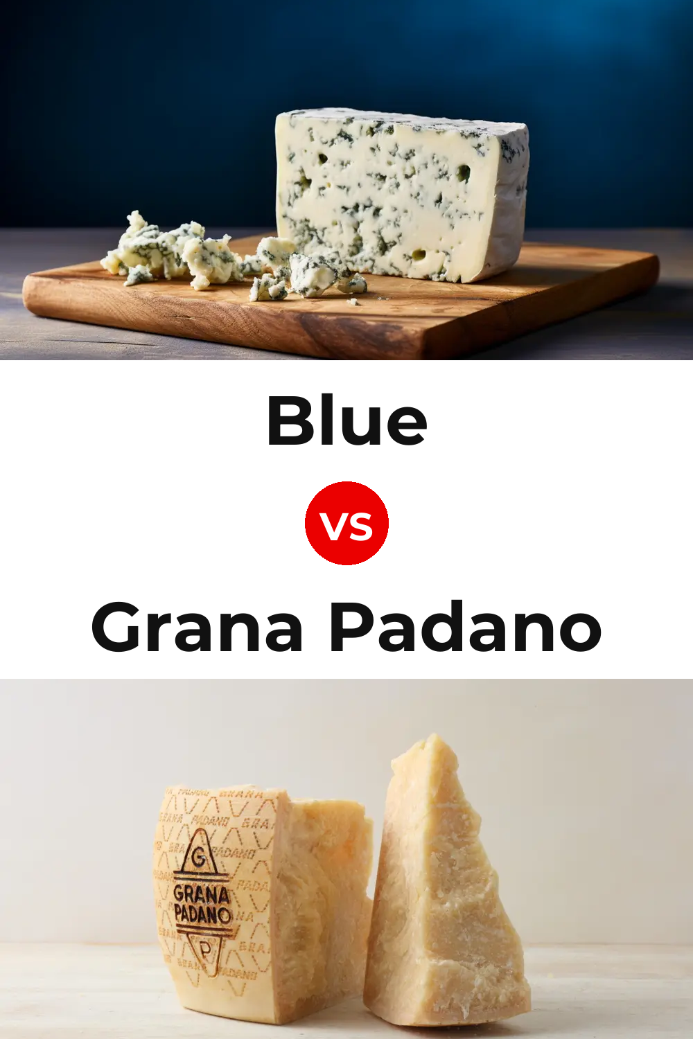 Blue Cheese vs Grana Padano Cheese Pinterest comparison