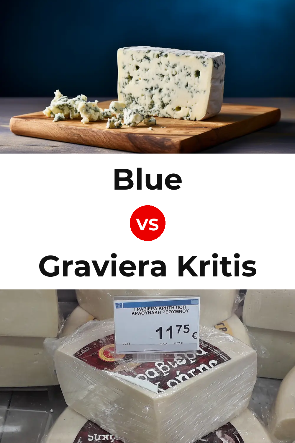 Blue Cheese vs Graviera Kritis Cheese Pinterest comparison