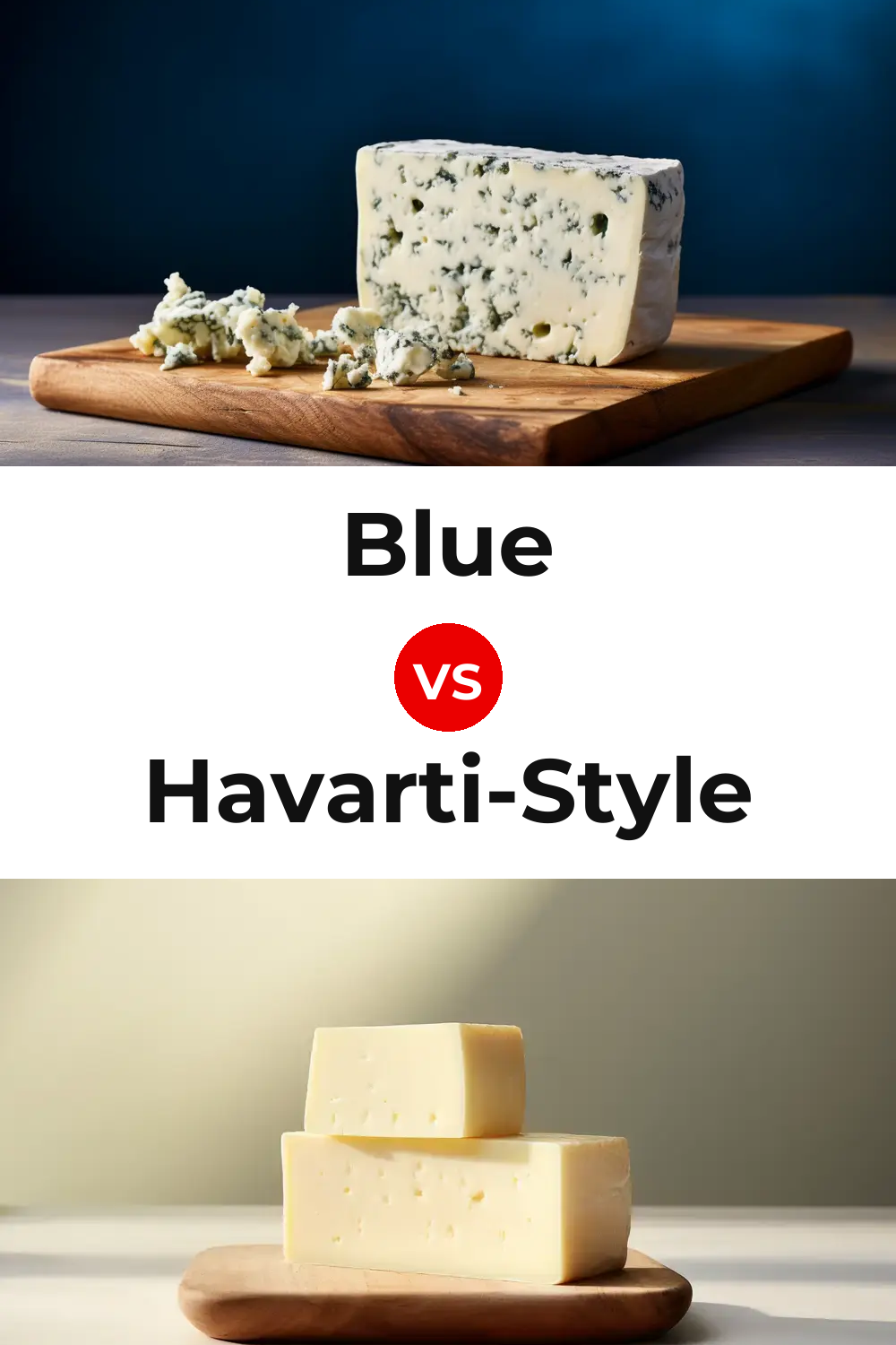 Blue Cheese vs Havarti-Style Cheese Pinterest comparison