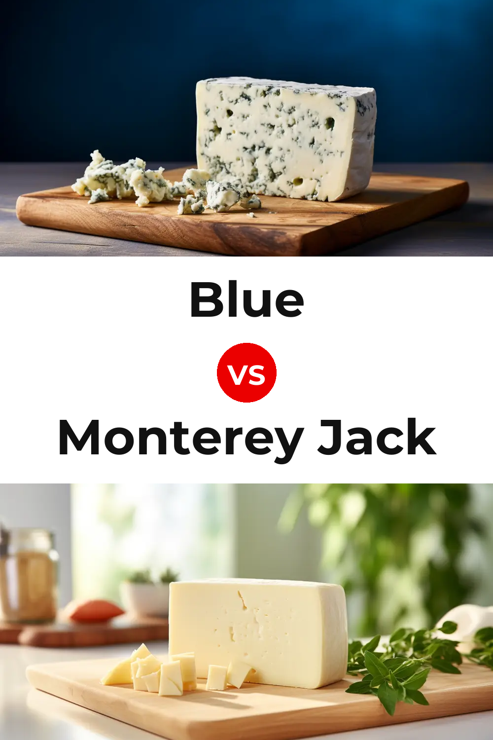 Blue Cheese vs Monterey Jack Cheese Pinterest comparison