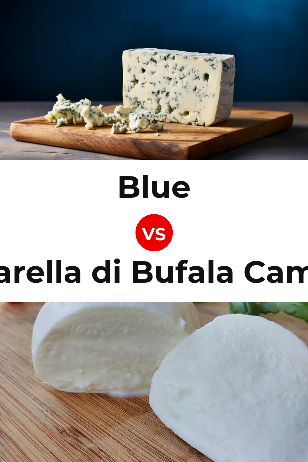 Blue Cheese vs Mozzarella di Bufala Campana Cheese Pinterest comparison