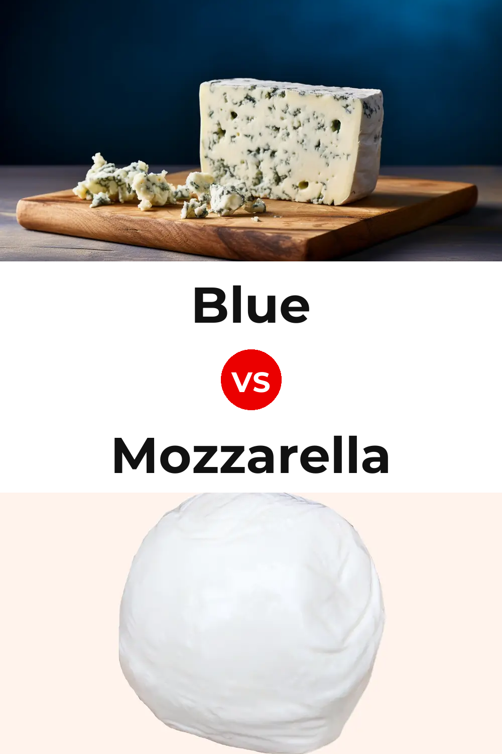 Blue Cheese vs Mozzarella Cheese Pinterest comparison