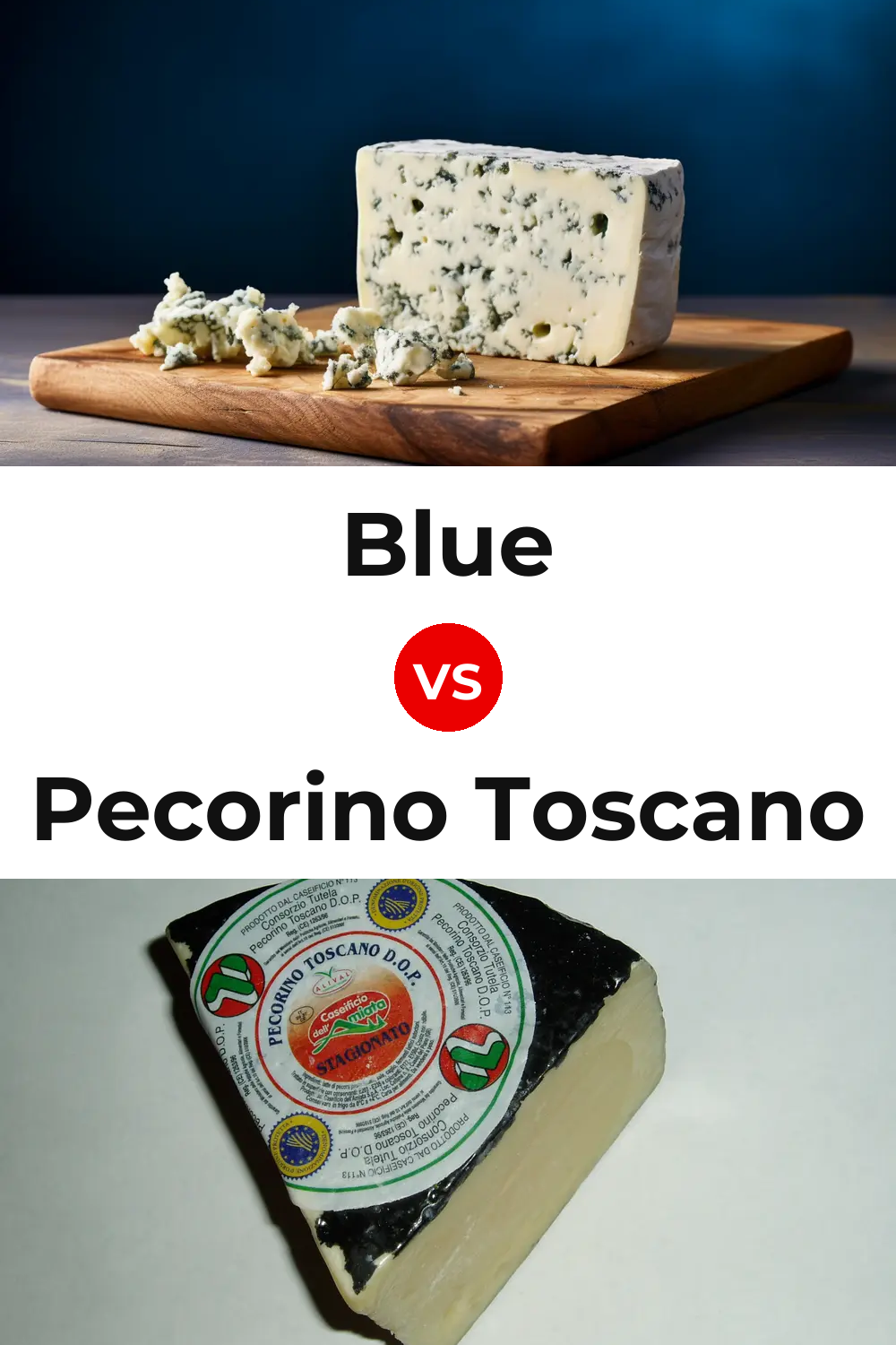 Blue Cheese vs Pecorino Toscano Cheese Pinterest comparison