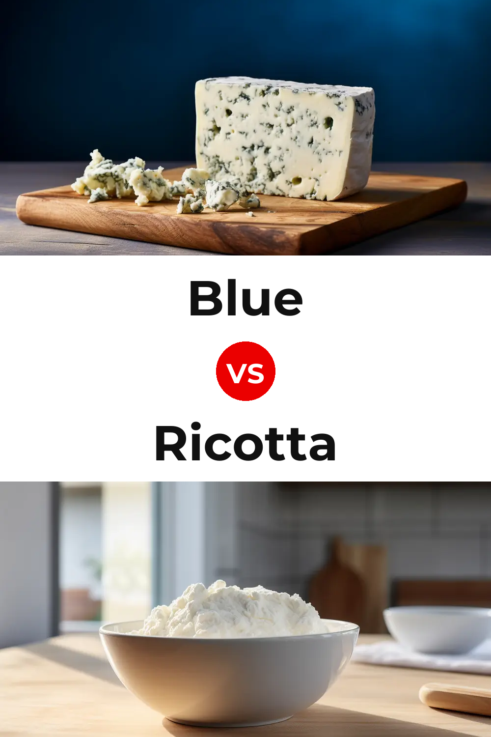 Blue Cheese vs Ricotta Cheese Pinterest comparison