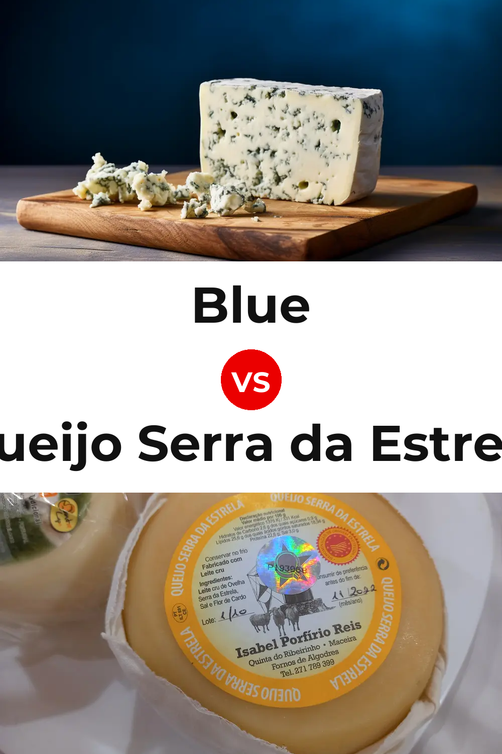 Blue Cheese vs Queijo Serra da Estrela Pinterest comparison