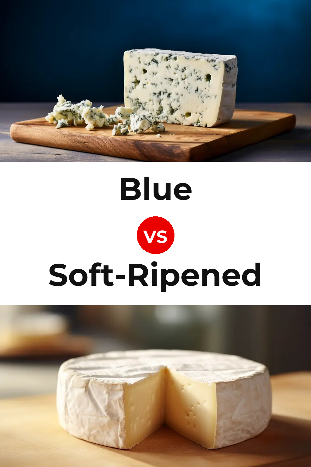 Blue Cheese vs Soft-Ripened Cheese Pinterest comparison