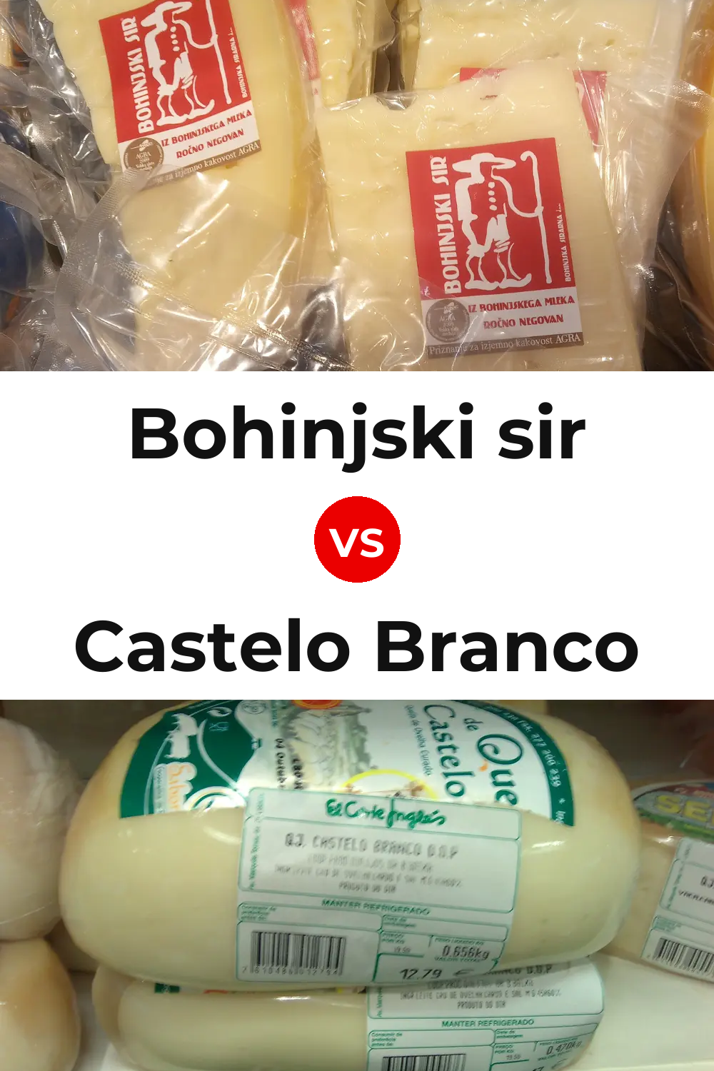 Bohinjski sir Cheese vs Castelo Branco Cheese Pinterest comparison