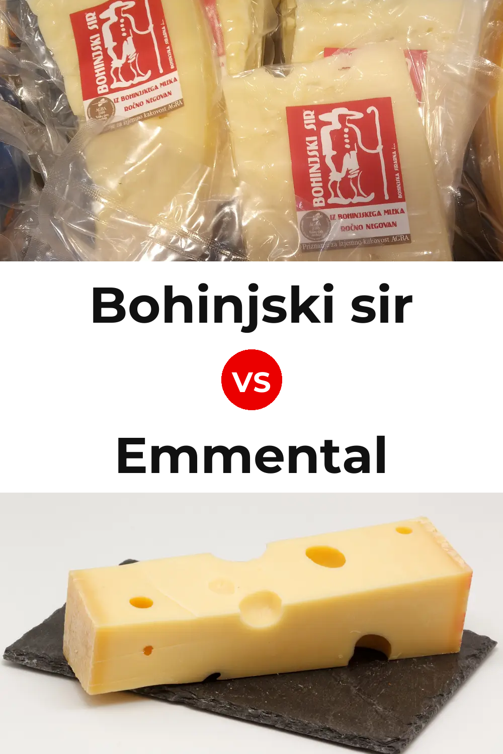 Bohinjski sir Cheese vs Emmental Cheese Pinterest comparison