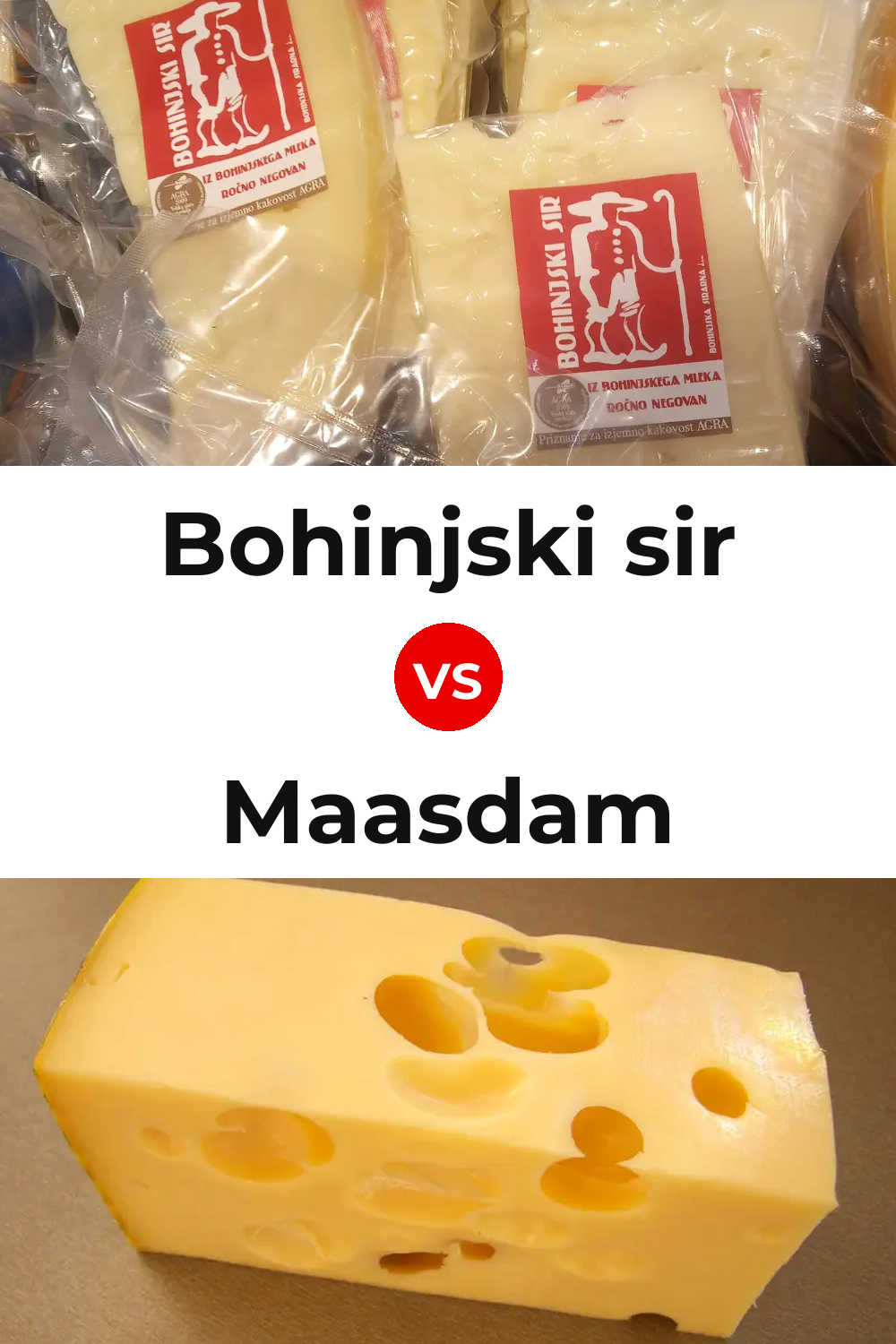 Bohinjski sir Cheese vs Maasdam Cheese Pinterest comparison