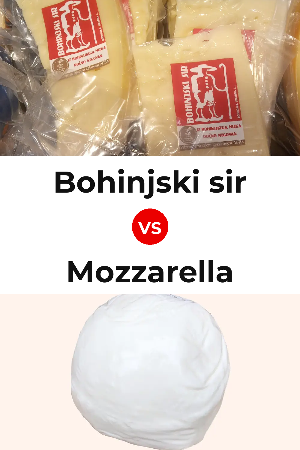 Bohinjski sir Cheese vs Mozzarella Cheese Pinterest comparison