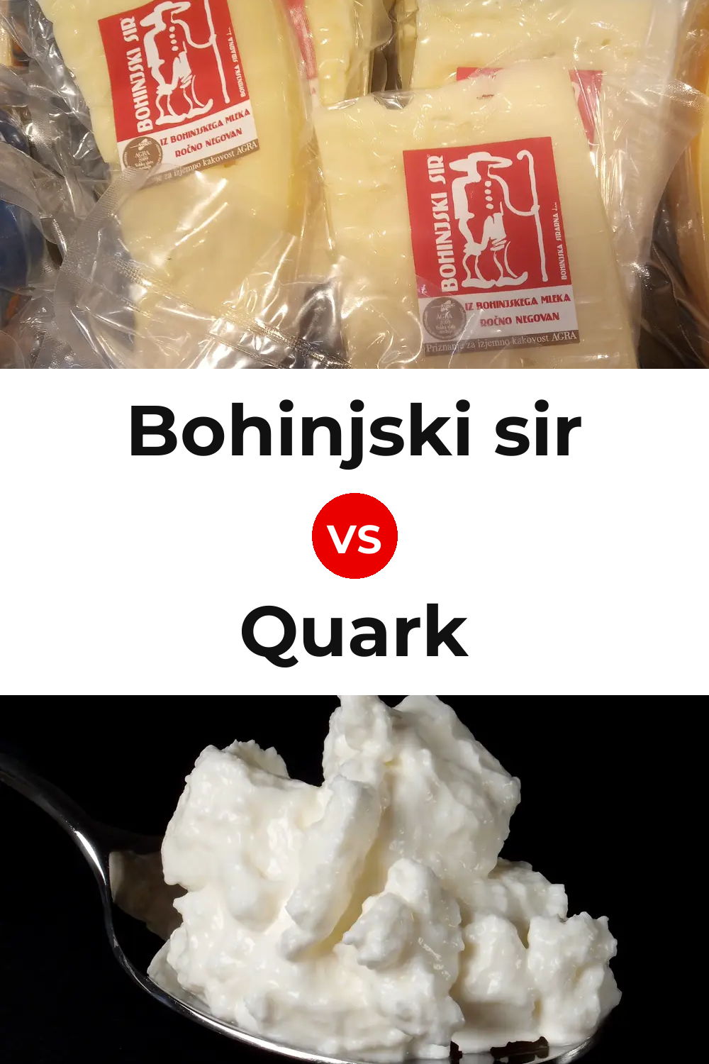 Bohinjski sir Cheese vs Quark Cheese Pinterest comparison