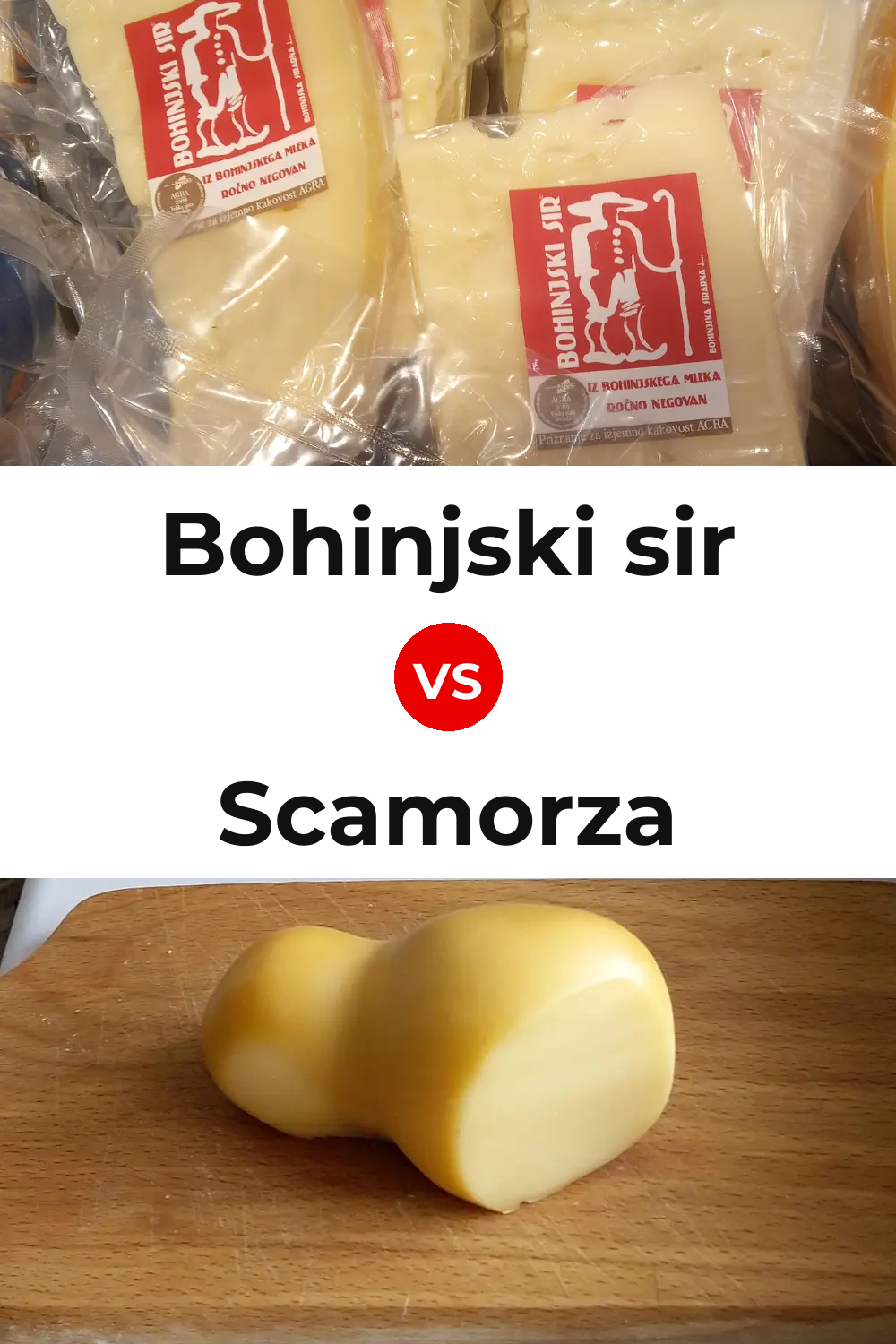 Bohinjski sir Cheese vs Scamorza Cheese Pinterest comparison