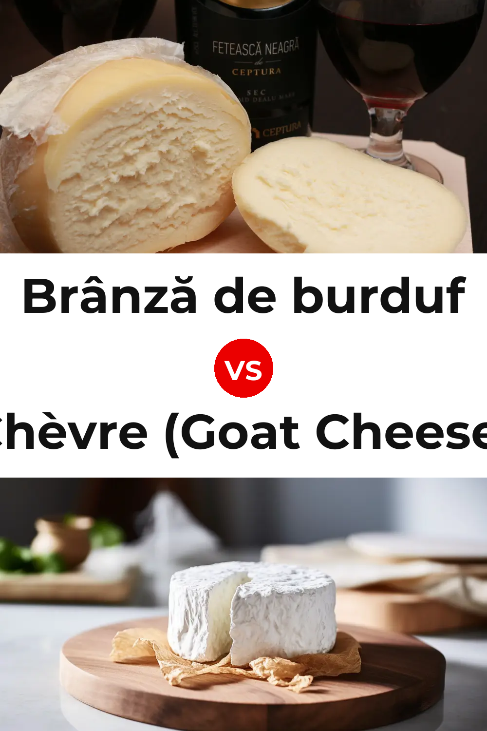 Brânză de burduf Cheese vs Chèvre (Goat Cheese) Pinterest comparison