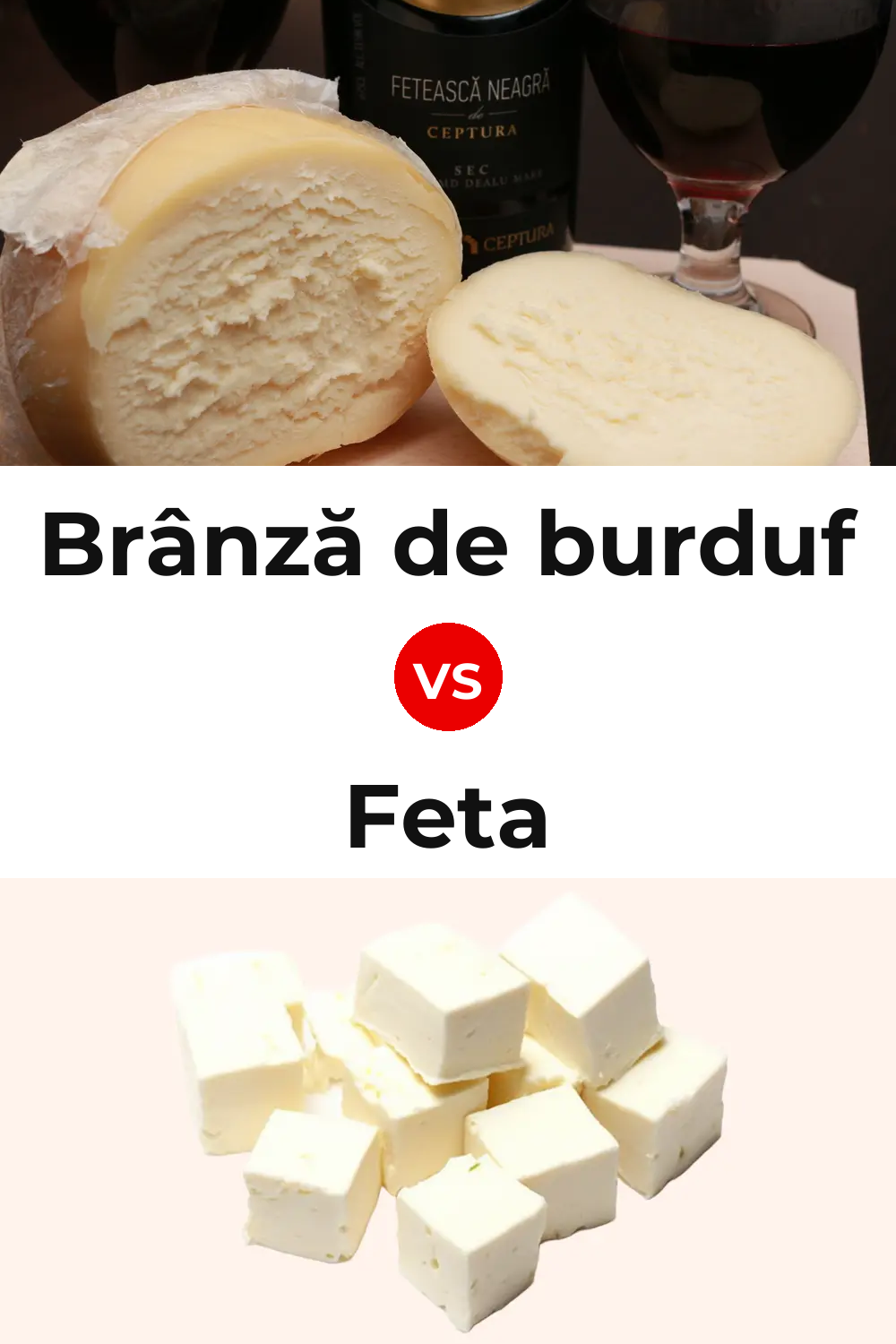 Brânză de burduf Cheese vs Feta Cheese Pinterest comparison