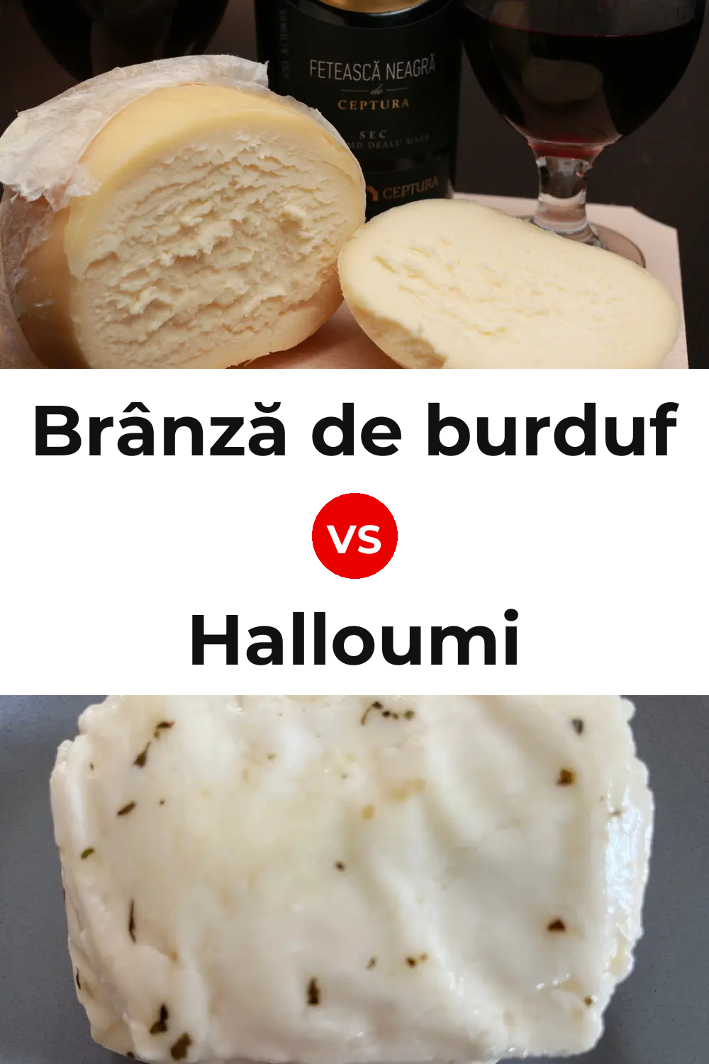 Brânză de burduf Cheese vs Halloumi Cheese Pinterest comparison